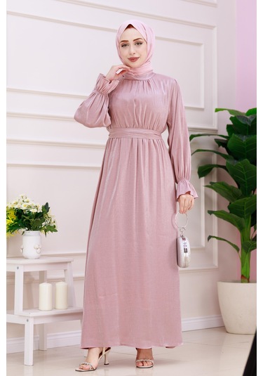 Kolu Volanlı Simli Alya Abiye-gülkurusu-5206