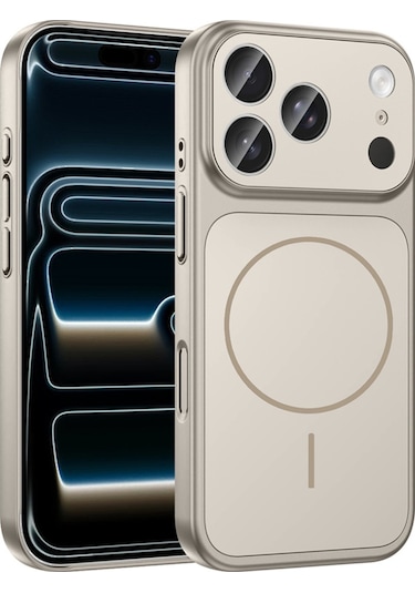 Ennar Apple Uyumlu iPhone 16 Pro Max Dönüşümlü Kılıf 17 Pro Max Görünümlü Magesafe Kamera Korumalı Altın