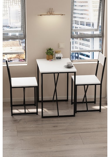 Bofigo 2li Mutfak Seti Mutfak Masa Ve Sandalye Seti Balkon Masası Cafe Seti Maysa Beyaz