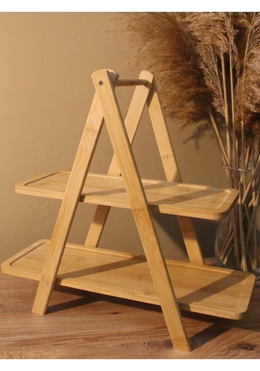 2 Katlı Bambu Çok Amaçlı Stant Sunum Organizer Diğer