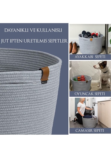 Camatschua Büyük Boy Jüt Sepet Gri