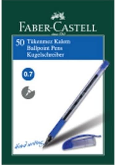 Faber Castell 1425 Kodlu 0.7 MM Mavi Renk Tükenmez Kalem 50Li Kutu