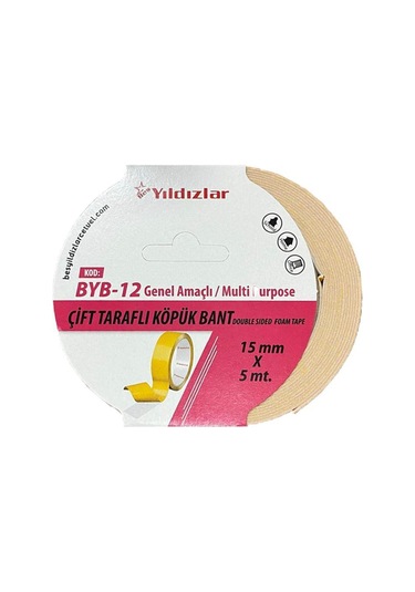 Yıldızlar Byb-12 Çift Tarafli Köpük Bant 15 Mm 5 Mt