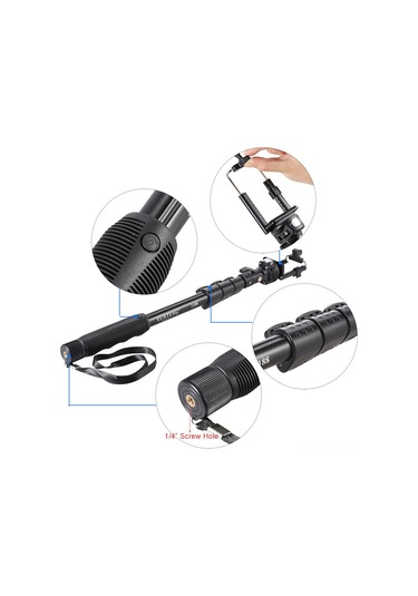 Springsun Yunteng Yt-188 Aluminyum Monopod: 38-128cm Uzunluk Ayarlı, Telefon Tutucu Ve 1/4 İnç Vidalama, 180 Döner Kafa, Kaymazsız Tutucu