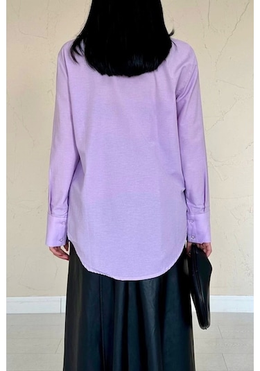 Lila Poplin Gömlek Lila