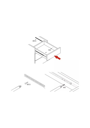 Aksmebel Çekmeceler İçin Kızaklar 342 17 Mm 10 Kg'a Kadar Bilyalı 256040240 Satine Nikel