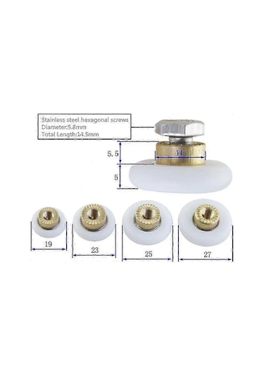27 Mm Duş Sürgülü Kapısı İçin 4 Boyutta Yedek Silindirler Diğer