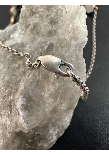 Otantik Safir ve Zirkon Taşlı Gümüş Kolye 925 Ayar 22,55 Gram