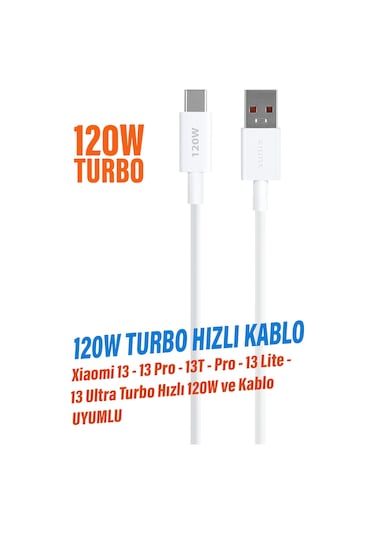 Xiaomi 13-13pro-13t-pro-13lite-13 Ultra Turbo Hızlı Şarj Kablosu 120w