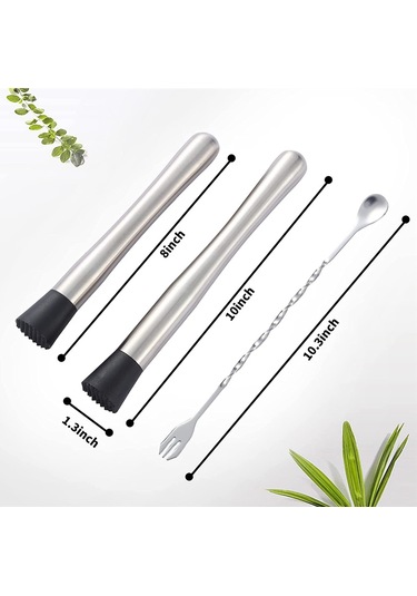 Lezzetli Mojitolar Yapmak İçin 2 Karıştırma Kaşığıyla Kokteyl Ezici Gümüş