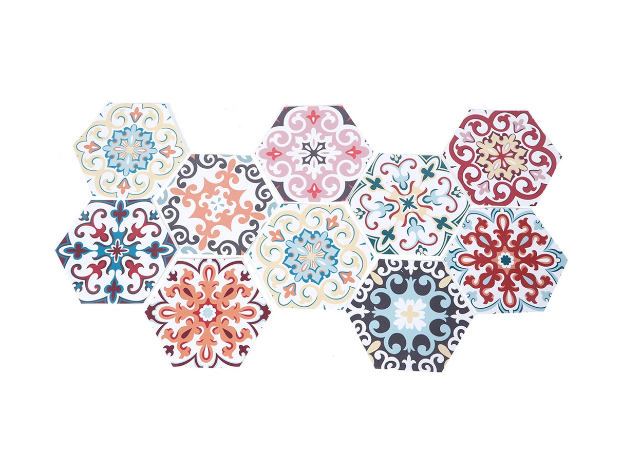Geeroyoo Pvc Hexagon Dekoratif Zemin Çiviği - Otomatik Yapışkan, Su Geçirmez, Ev Dekoru İçin Mükemmel 10 Adet Diğer