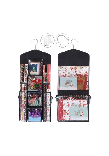 Qingmipy Gbrand Çift Taraflı Asma Hediyelik Paket Kağıdı Saklama Çantası, Siyah, Pratik Organizasyon Diğer