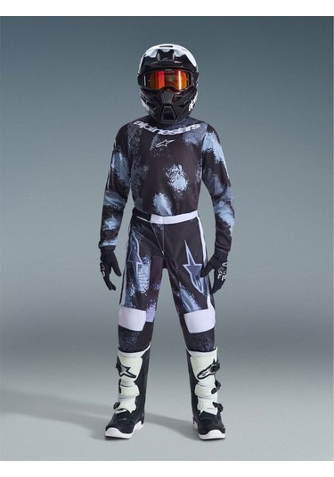 Alpinestars Youth Fluid Lahnd Genç Kros Motosiklet Pantolonu Siyah Beyaz Gri