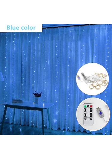 Mavi Perde Led Dize Işık Garland Festivali Noel Dekorasyonu 8 Mod Usb Uzaktan Kumanda Renk Tatil Düğün Dekoratif Led Işık 56977919