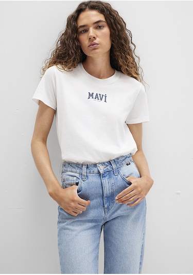 Mavi - Mavi Logo Baskılı Beyaz Tişört 1613412-70057 Beyaz