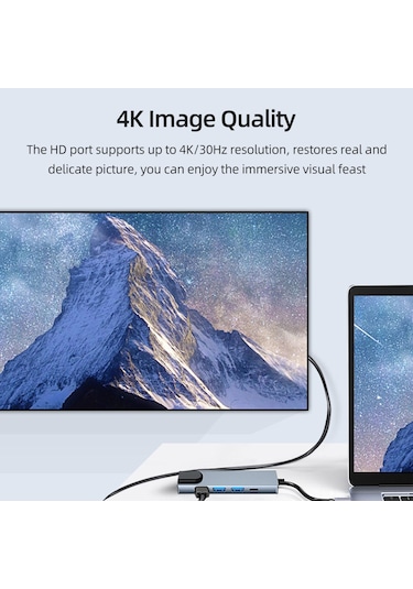 Samdoo 5-in-1 Usb-c Hub Alüminyum Kasa: 100m Rj45 + Hdmı 4k 30hz + Usb3.0 5gbps + Usb2.0 + 87w Pd Şarj Portu