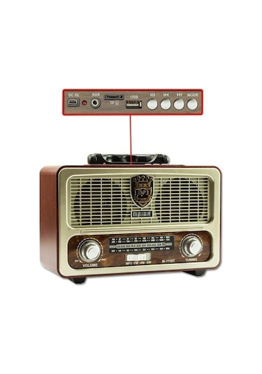 Meier M-111BT Nostaljik Radyolu Kumandalı Bluetooth Hoparlör
