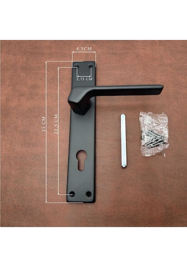 Zey Mat Altın Kare Aynalı Çelik Kapı Kolu Sağ Basar Tek Taraf Kilit Hariçtir