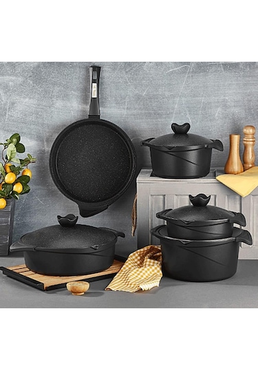 Aryıldız Flipper 9 Parça Siyah Tencere Seti