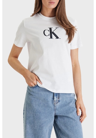 Calvin Klein Bayan T Shirt Lv044e215g Yaa Beyaz BEYAZ Calvin Klein Bayan T Shirt Lv044e215g Yaa Beyaz BEYAZ