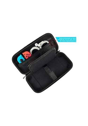 Nintendo Switch İçin Sert Taşıma Çantası, 20 Oyun, Konsol Ve Aksesuar İçin Saklama Alanlı Koruyucu Kılıf - Siyah