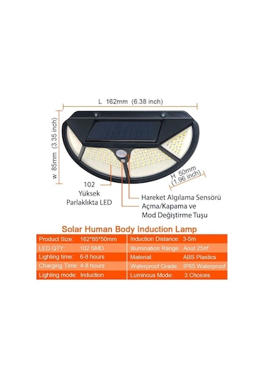 Technojet Solar 102 Ledli Oval 3 Modlu Güneş Enerjili Bahçe Aydın