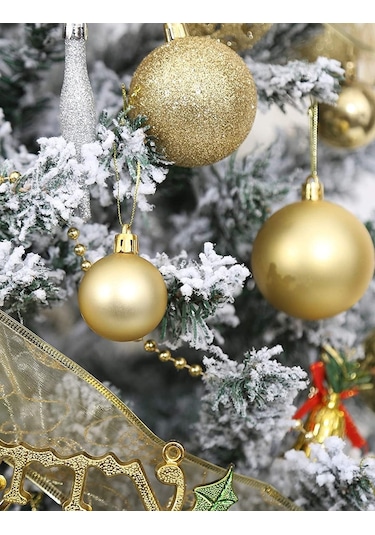 Parlak Mat Gold Renkli Cici Top 3 Cm 6'lı Yılbaşı Yeni Yıl Çam Ağ