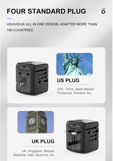 Leezsing "4 Portlu Hızlı Şarj Cihazı: Usb-c Dahil, 5 Cihaz Aynı Anda Şarj"