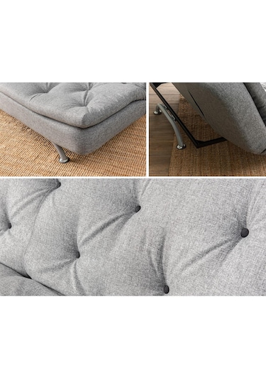 Pafu Rivo Üçlü Yataklı Koltuk - Keten Açık Gri Açık Gri