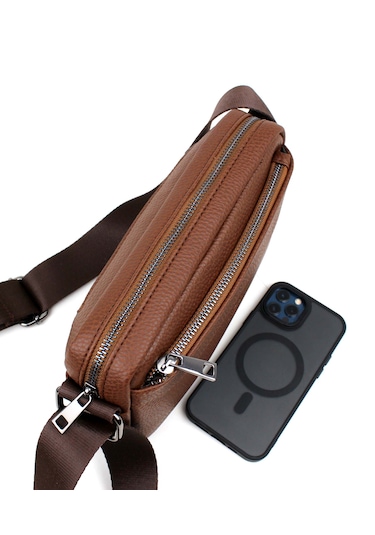 Unisex Taba Orta Boy Askılı Postacı Omuz Çantası Taba