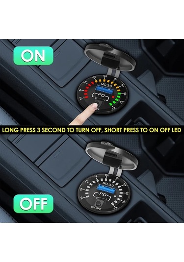 Honeybeeshop Telsiz Qc3 0 Pd3 0 Usb Cift Arayuzlu Hizli Sarj Araba Sarj Aleti Renkli Voltmetre Otomobil Tekne Kamyon Motosiklet