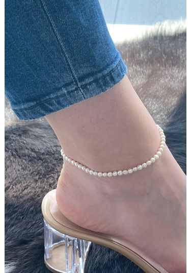 Doğal İnci Kadın Halhal Gümüş