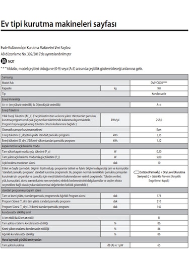 Samsung DV90CGC0A0ABAH 9 KG Isı Pompalı Çamaşır Kurutma Makinesi