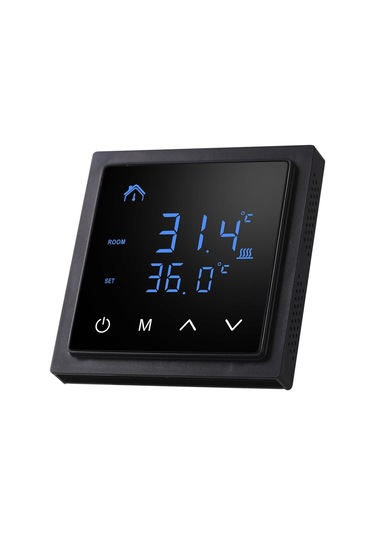 Siyah Led Dokunmatik Ekranlı Akıllı Termostat 16a Yerden Isıtma Sıcaklık Kontrol Cihazı 85265v Elektrikli