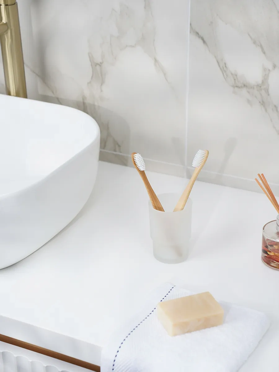 Skyphos Diş Fırçaları İçin Cam Bardak 6,7x9,6 Cm 70606298 Beyaz