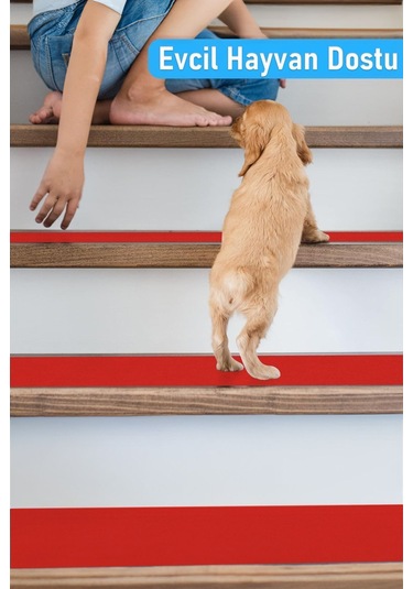 Halifleks Yapışkan Tabanlı Merdiven Basamak Paspası Rip Halı Kaymaz Tabanlı / Adet Olarak Satılır Bayrak Kırmızı