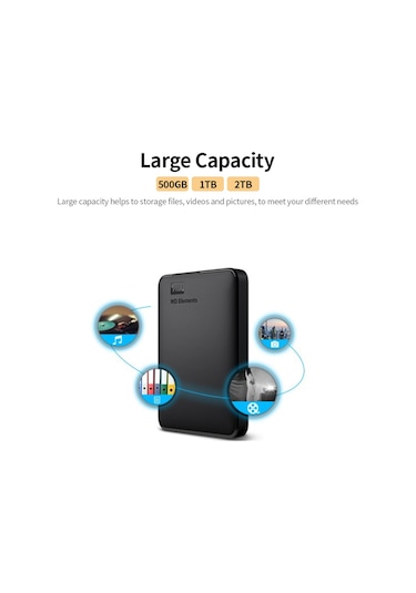 Maiyame Western Digital 500gb Taşınabilir Disk, 2.5 İnç, Usb 3.0, Siyah, Wd Elements, Win/mac Uyumlu