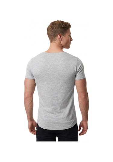 Deepsea Erkek Gri Geniş Yaka Likralı Tişört Oval Yaka Slim Fit Eteği Oval Açık Yaka T-shirt 1801199 Gri Deepsea Erkek Gri Geniş Yaka Likralı Tişört Oval Yaka Slim Fit Eteği Oval Açık Yaka T-shirt 1801199 Gri