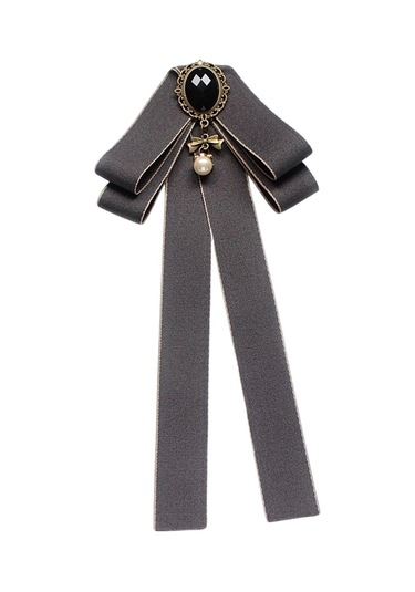 Homyl Şerit Papyon Broş Boyun Kravat Kokteyller Parti Mezuniyet Gri