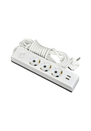 Günsan Elektrik 2 Usb'li 3'lü Çocuk Korumalı Topraklı Anahtarlı Grup Priz 3 Metre - 01351130-303310n11