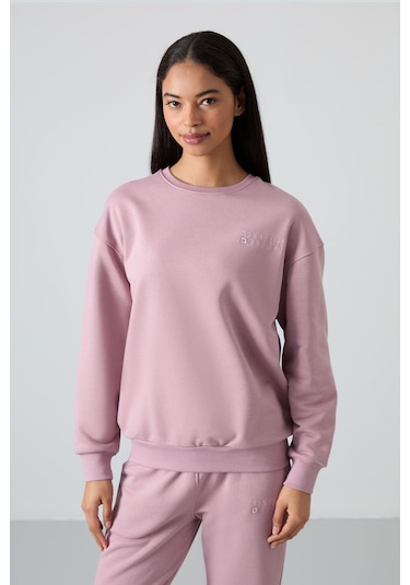 Tommy Life Gül Kurusu Basic Pamuklu O Yaka Oversize Lastik Paça Kadın Eşofman Takım - 95287 Gül Kurusu