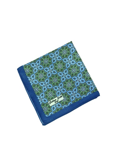 Ebruli Pamuklu Etnik Desenli Soft Eşarp 90x90 Cm Saks