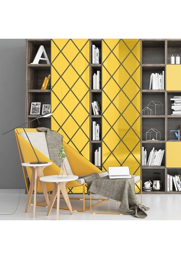 Yifomall Modern Ev Dekorasyonu İçin Elmas Desenli Akrilik Ayna Duvar Sticker - Çay Rengi, S Boyutu Çok Renkli