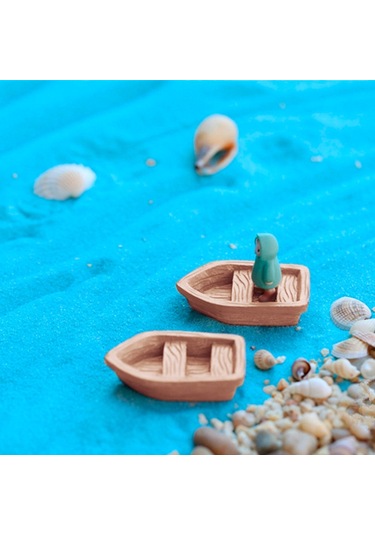 Sones Retro Ahşap Tekne Modeli Reçine El Sanatları Aksesuarları, Boyut: Büyük