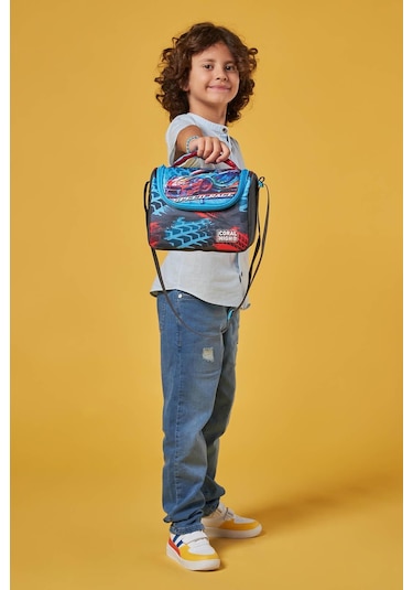 Coral High Kids Gri Mavi Yarış Arabası Desenli Thermo Beslenme Çantası 11885
