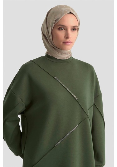 Armine İşlemeli Örme Takım 25kd1507 Haki Haki