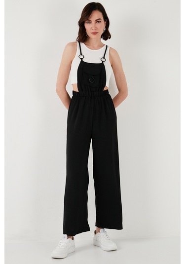 Lela Keten Karışımlı Askılı Bahçıvan Bayan Tulum 66970232S4 Siyah