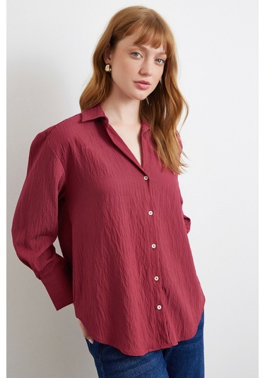 Paralel Çizgili Gömlek Bordo Bordo