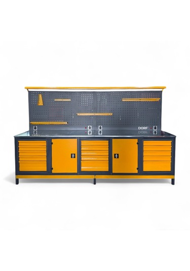 Dorf Pro Seri Takım Tezgahı 3 Metre Model Siyah & Turuncu