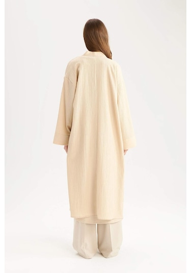 DeFacto Relax Fit Şal Yaka Krinkıl Kumaş Uzun Kimono E1816AX25SPBG757 Bej DeFacto Relax Fit Şal Yaka Krinkıl Kumaş Uzun Kimono E1816AX25SPBG757 Bej
